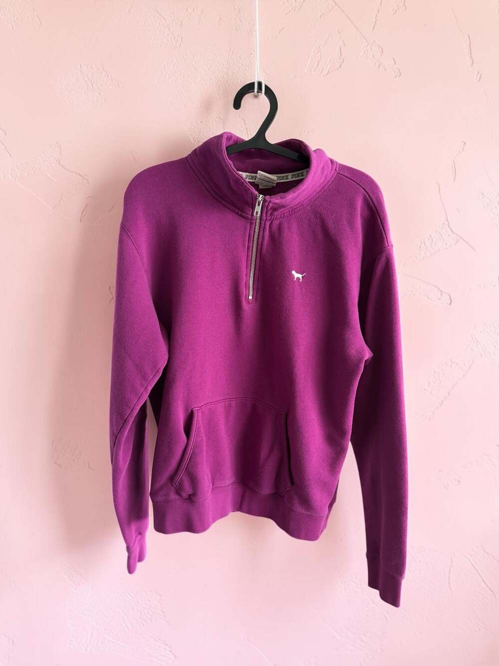 Victoria's Secret PINK Quarter-Zip Pullover Sweatshirt Purple - Small